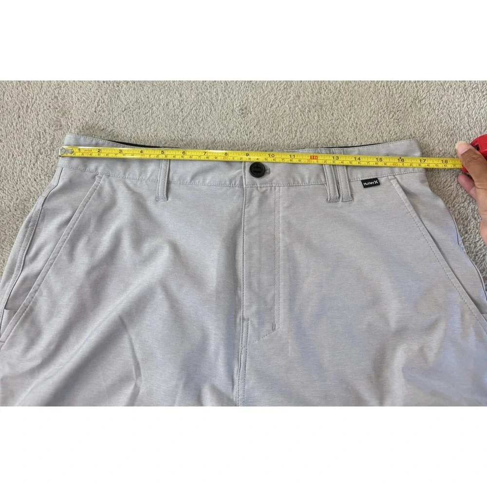 Hurley Phantom Mens Hybrid Walk Shorts Light Grey Heather Sz 33/34 Chino Stretch